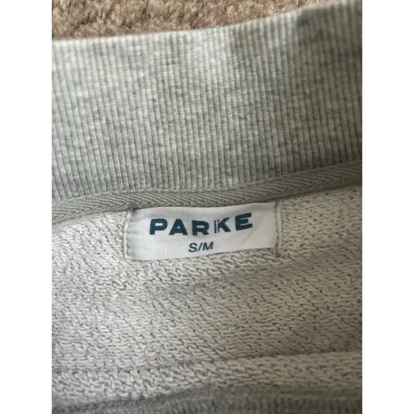 PARKE Mockneck Varsity Heritage Sweatshirt Gray Logo Pullover Size S/M - Image 2
