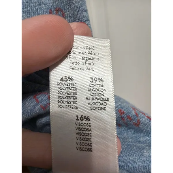 Mother Denim Blue Heathered Embroidered Graphic Phrase T-Shirt Small - Image 4