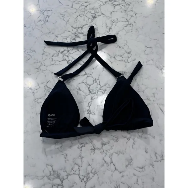 NWOT Quince Black Italian Full Coverage Ring Triangle Bikini Top Size Medium - Image 2