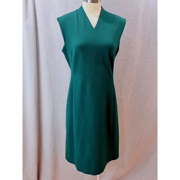 MM.LaFleur Etsuko Dress Hunter Green Sleeveless V-Neck Sheath Pockets Size 10‎ - Image 2