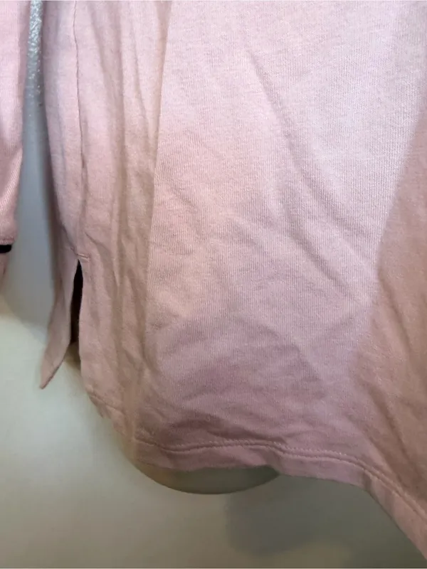 Soma Pink Knit Pajama Top Small Long Sleeve Button Up Black Piping - Image 6