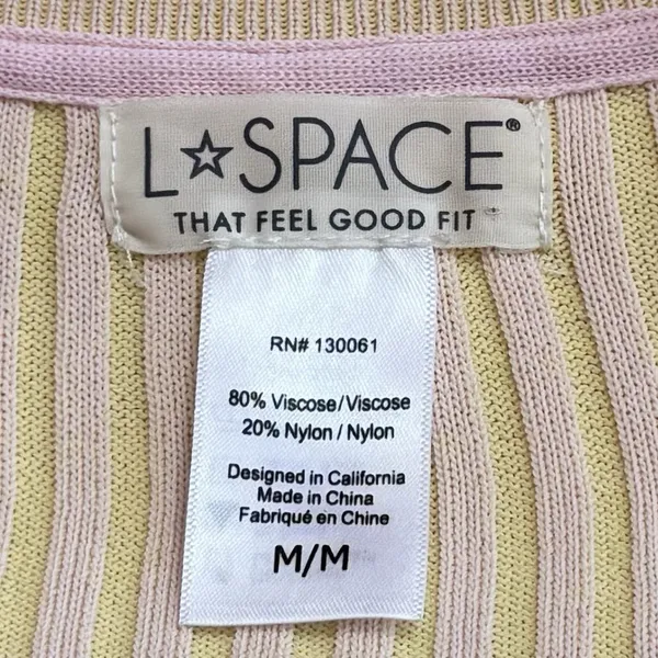 L*Space Sundown Cardigan Pink and Yellow Ribbed Cardigan‎ Dainty Feminine M - Image 7