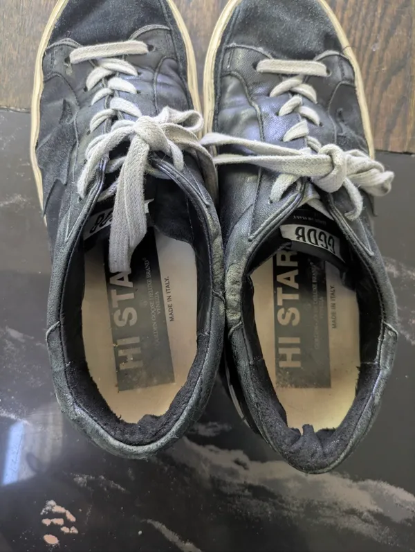 Golden Goose Deluxe Brand Hi Star Black Leather Low Top Sneakers Size 36 - Image 6