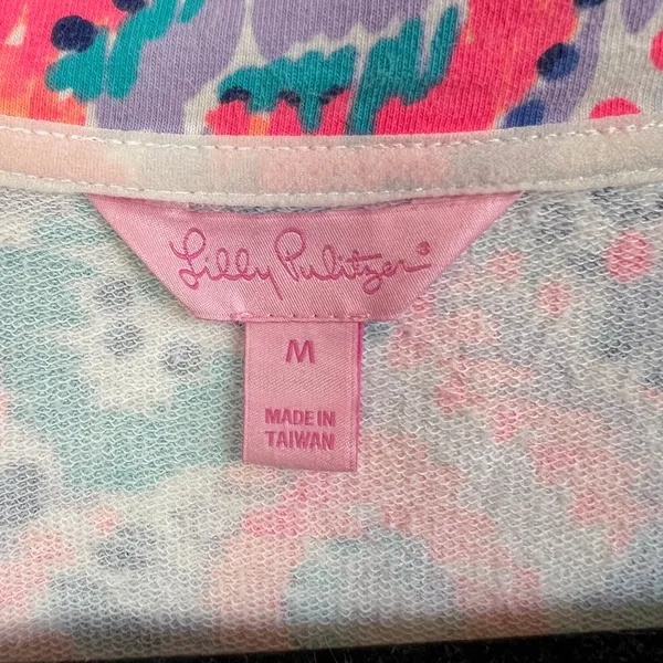 Lilly‎ Pulitzer Skipper Popover Quarter Zip Sweatshirt Multi Color Print Medium - Image 3