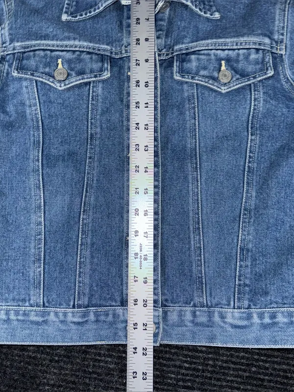 Vintage Denim Jacket Womens Small Floral Embroidery Boho Cottagecore 90s y2k - Image 8