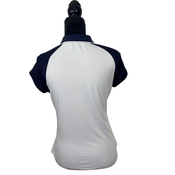 PGA Tour Womens M Golf Polo Shirt Navy White Floral Classic Preppy Tennis Sporty - Image 3