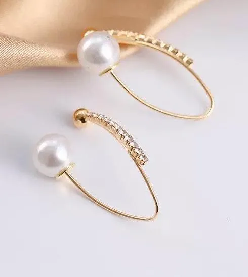 Boutique Crystal Pearl Drop Earrings - Image 2