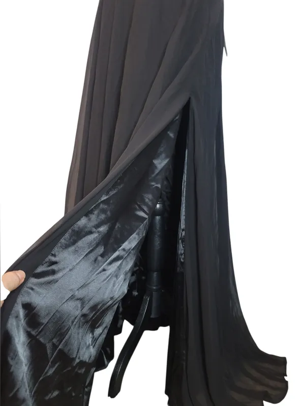 Lulus Romantically Speaking Black Cowl Lace-Up Maxi Dress Size M - Image 7