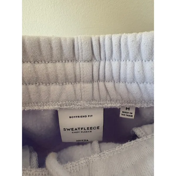Aritzia Tna Sweatfleece Cozy Fleece Boyfriend Fit Shorts Lavender Purple Medium - Image 3