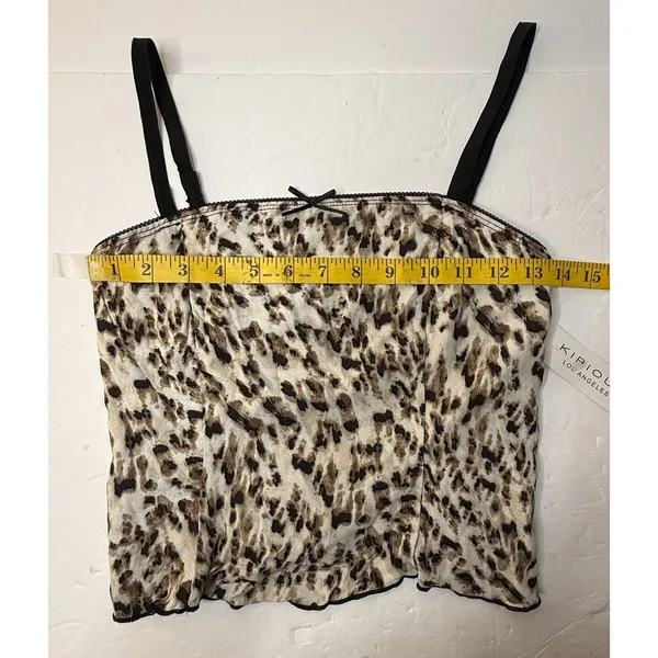 Kirious Crop‎ Tank Top Leopard Womens Size Small Coachella Indie Fairy Brown New - Image 5