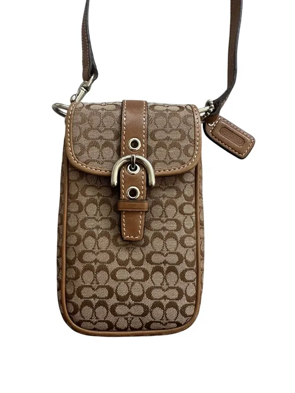 COACH Vintage Brown Logo Buckle Mini Crossbody Bag - Image 5