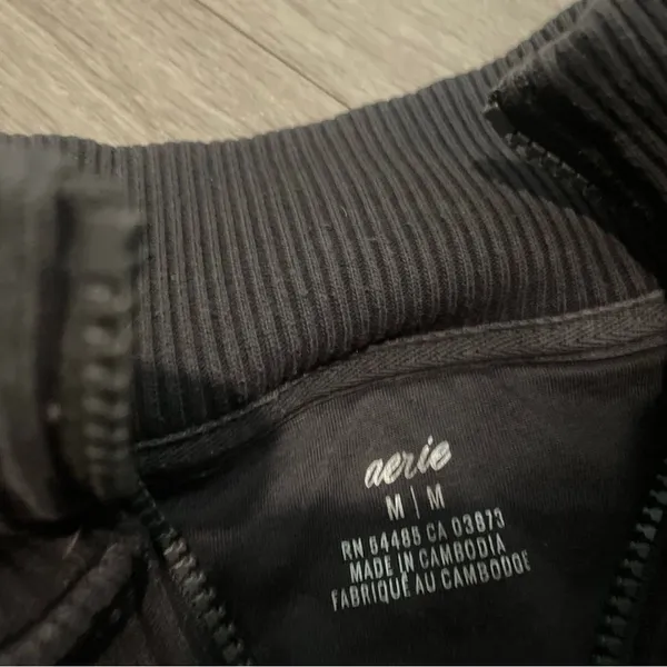 aerie Black Sherpa V-Neck Pullover Sweater - Image 2