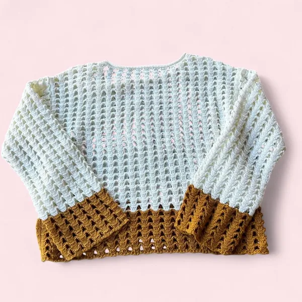White and brown crochet sweater Size M - Image 6