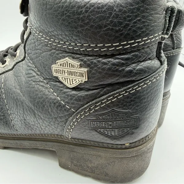 Harley-Davidson 84280 Black Leather Moto Lace Up Ankle Boots Women 8 - Image 7