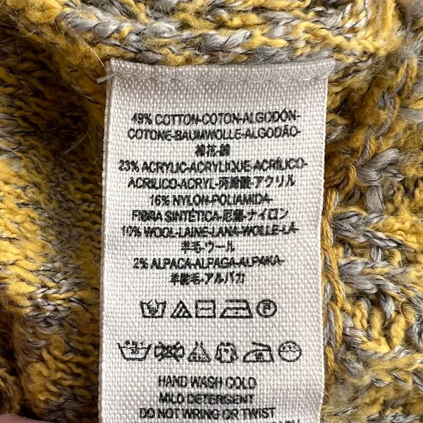 Free People Yellow Gray Wool Blend Knit Pullover Sweater, M - Image 11