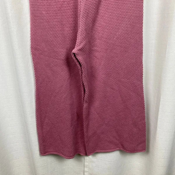 Free People Rose Pink Hailee Sweater Waffle Knit Wide Leg Cropped Pants Sz.L - Image 10