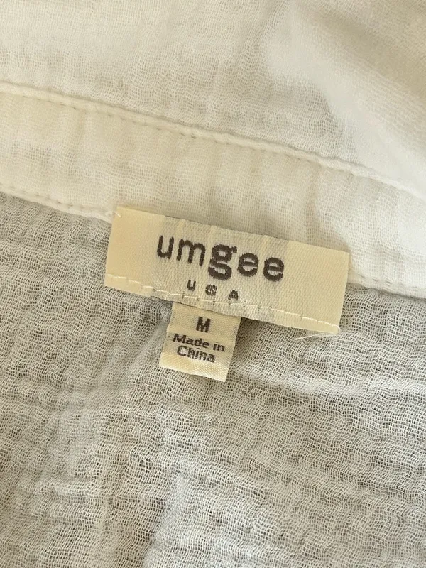 Umgee White Gauze Button Up Maxi Dress w/ Raw Edges medium - Image 6