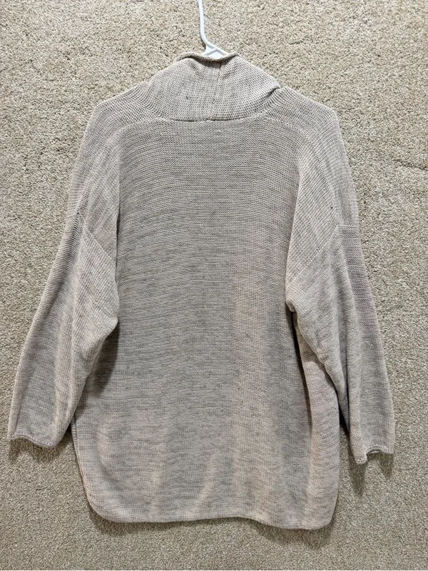 Neutral knit silk linen cardigan open front minimalist marled made in italy Flaw - Image 11