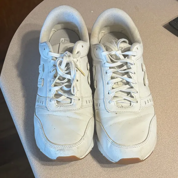 New Balance White Low-Top Leather Sneakers - Image 2