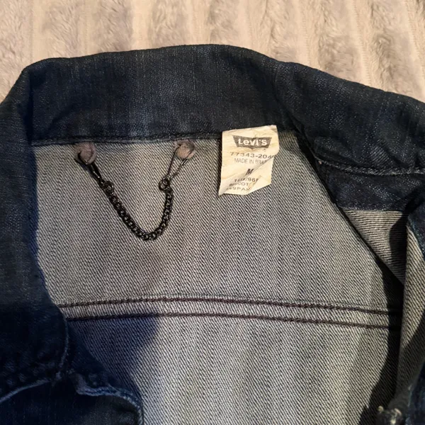 80s/90s Retro Levis Women Dark Wash Denim Trucker Jacket Zipper‎ Cuffs Size M - Image 3