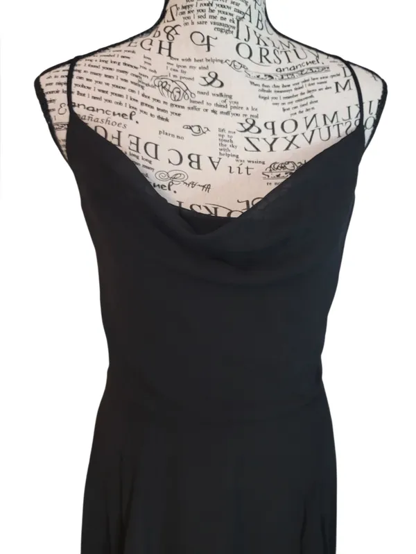 Lulus Romantically Speaking Black Cowl Lace-Up Maxi Dress Size M - Image 8