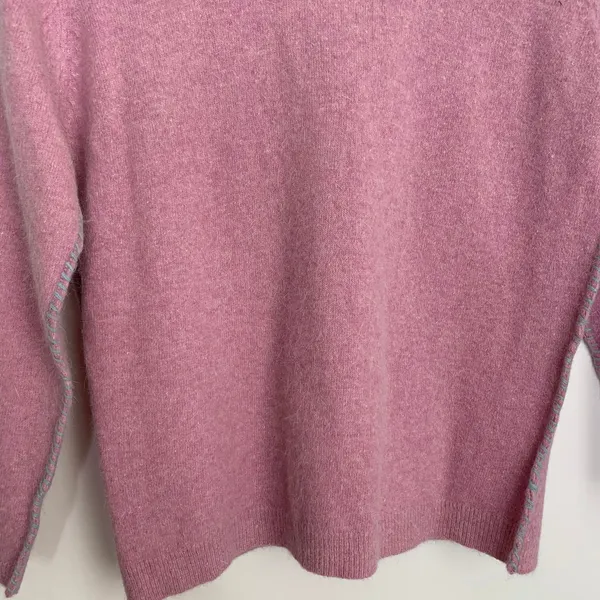 Free People Pink Embroidered Cardigan Sweater Womens Medium New Lilac - Image 4