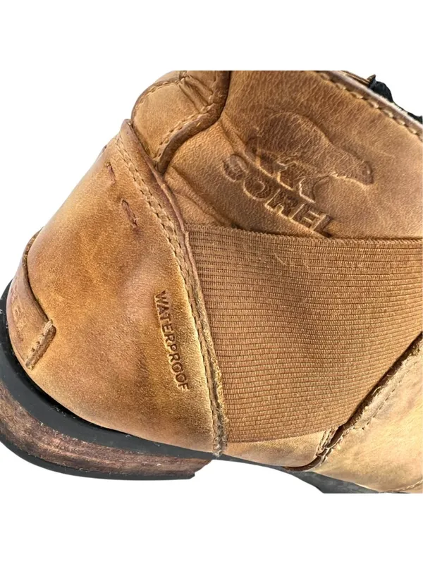 Sorel Tan Leather Chelsea Ankle Boots Size 10.5 Waterproof Rugged Utility - Image 6