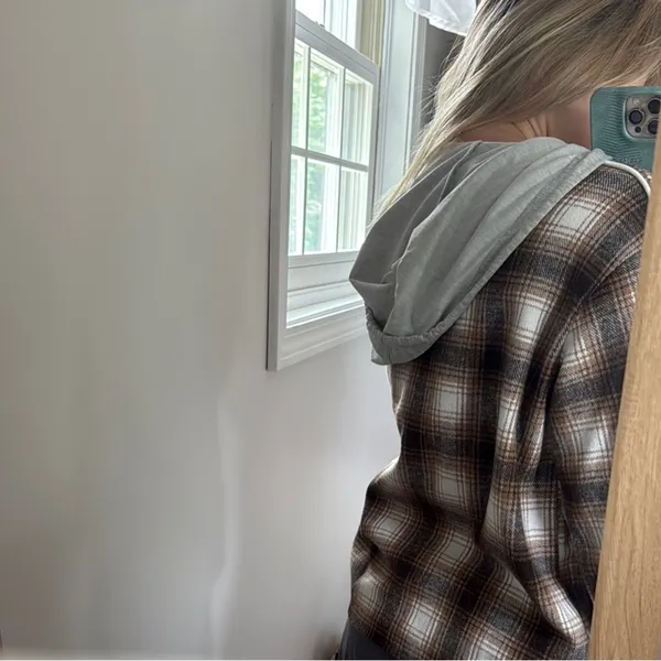 Brown Plaid Button - Image 2