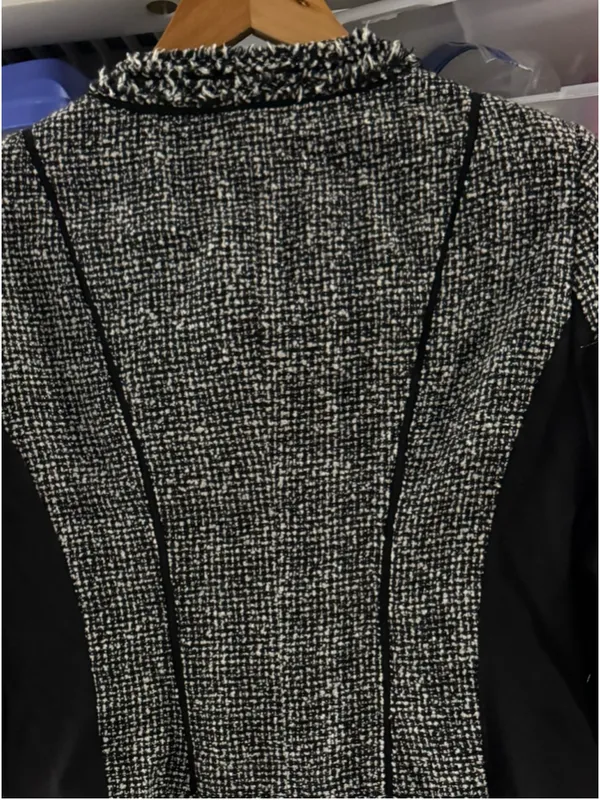 Women's White House Black Market Tweed Blazer Jacket Black White Size 6 - Image 6