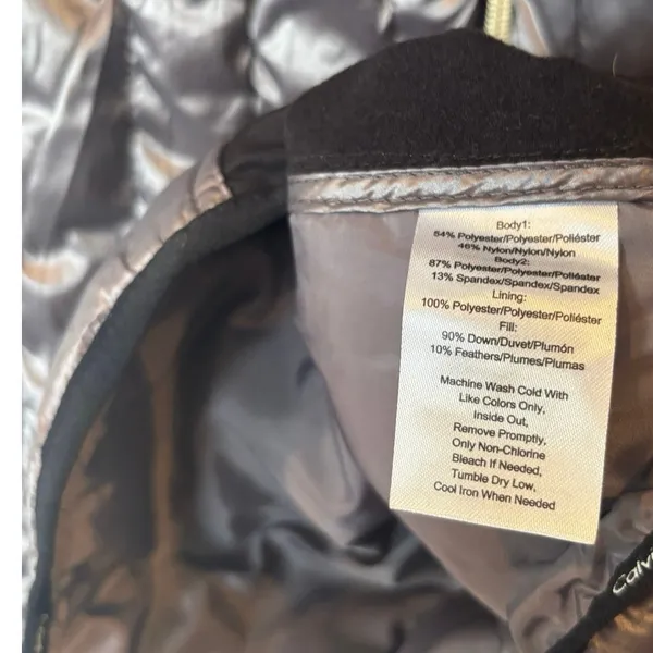 Calvin Klein Performance Premium Down‎ Gray Metallic Puffer Vest Size Large - Image 8
