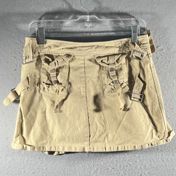 1022 | Brandy Melville Tan Pleated Cargo Utility Mini Skirt Khaki Women OS‎ - Image 2