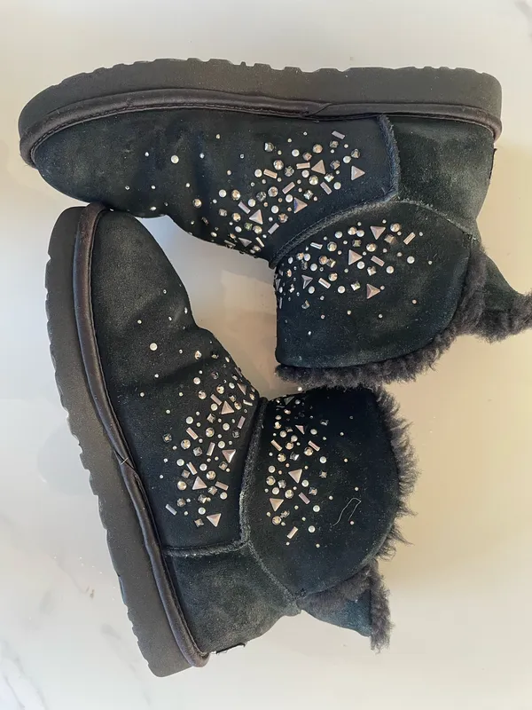 UGG Classic Galaxy Mini Bling Boot Black Suede Womens Size US9 MSRP $180 1103799 - Image 7
