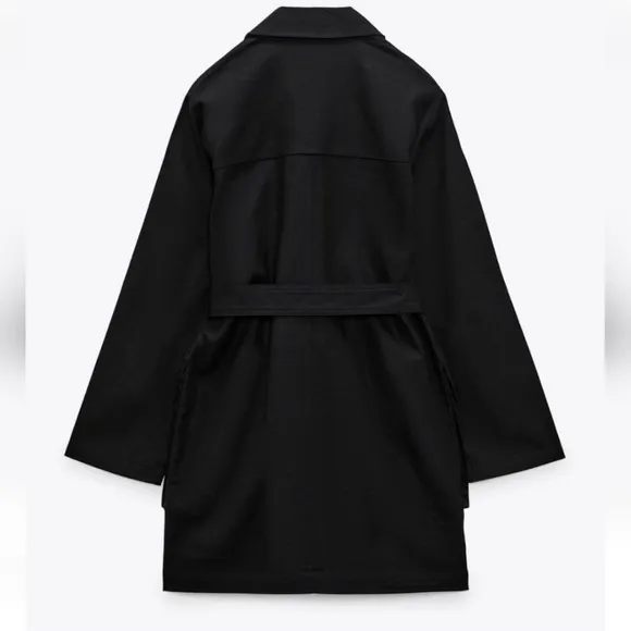 NWT ZARA Dress M women linen blend black button down - Image 4