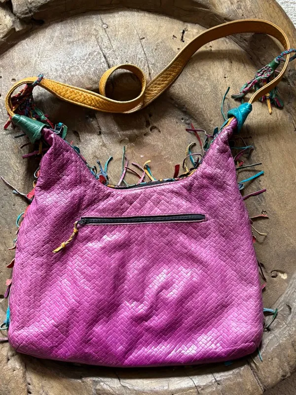 Vintage Narda Collection East West boho chic hippie fringed crossbody bag purse - Image 5