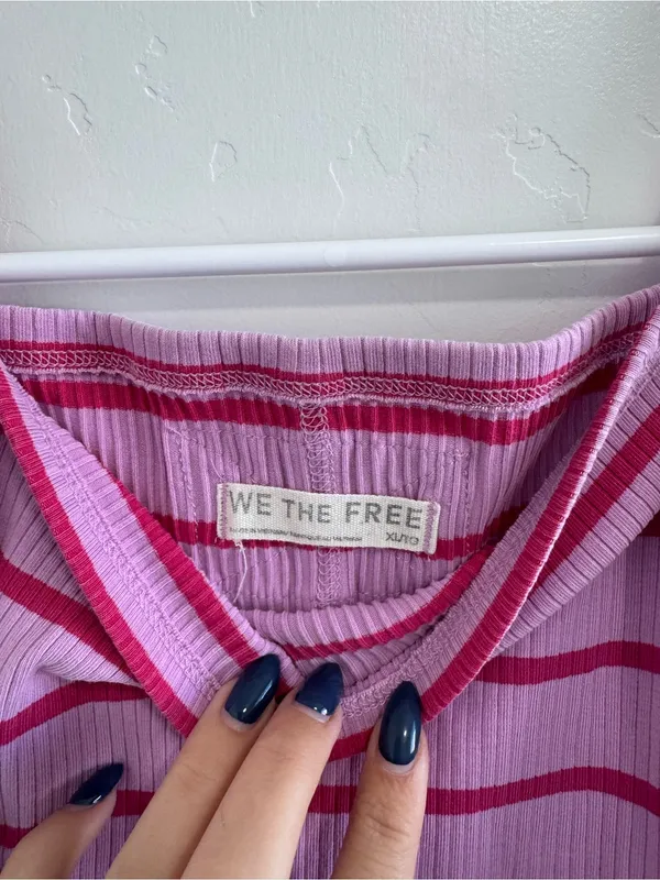 Free People We The Free Mia Tank Pink Striped XL - Image 5