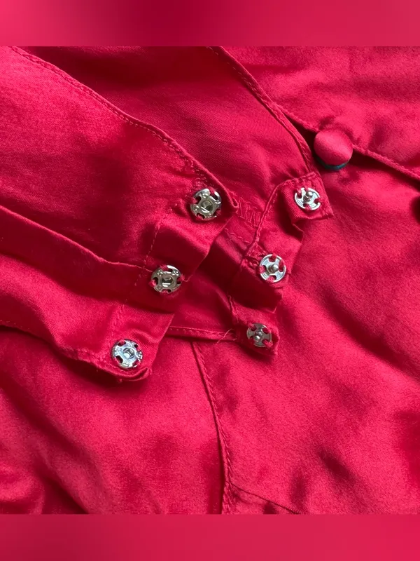 VTG 100% Silk Teddy Romper Bodysuit Lingerie M Red Coquette Button Down Pinup - Image 8