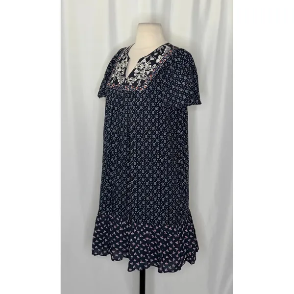Anthropologie ONE SEPTEMBER Alpina Tunic Dress Embroidered Floral Ruffle X-Small - Image 4
