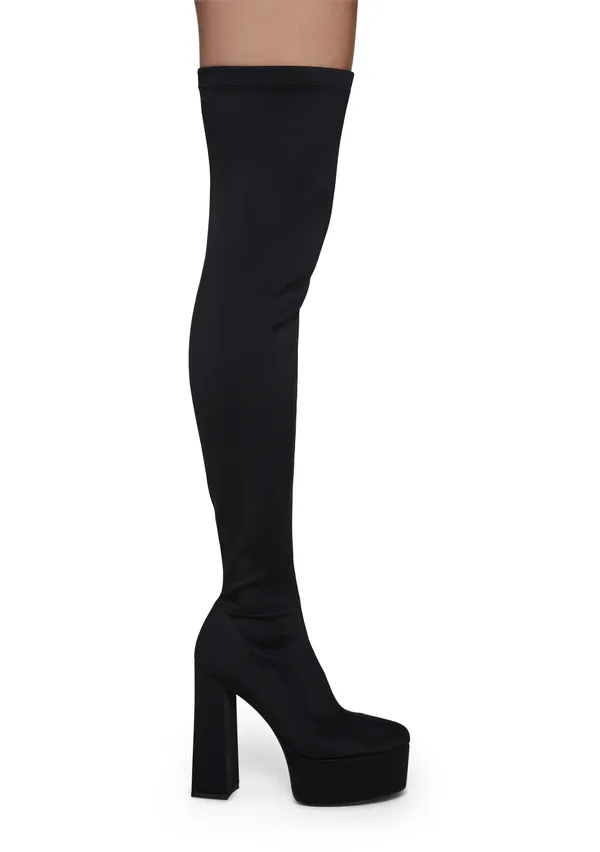 Dolls Kill Black Thigh-High Boots - Image 3