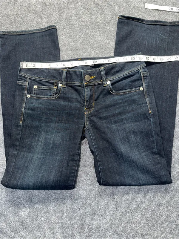 American Eagle Outfitters Low-Rise Slim Boot Cut Dark Blue Super Stretch Jeans - Image 6