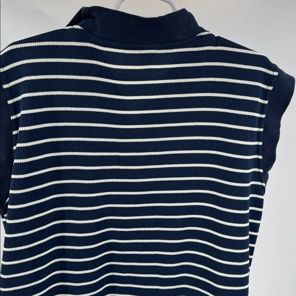 Entro Navy and White Striped Mini Dress sleeveless ribbed coastal nautical M - Image 10