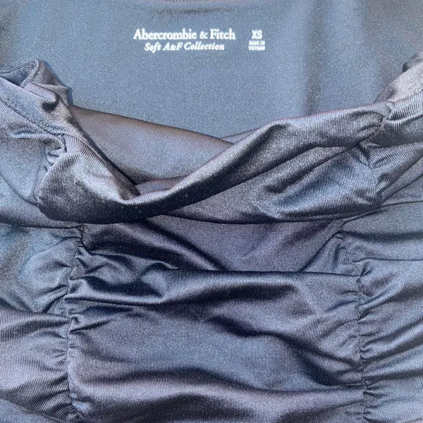 Black one piece top with ruched detailing - Image 2
