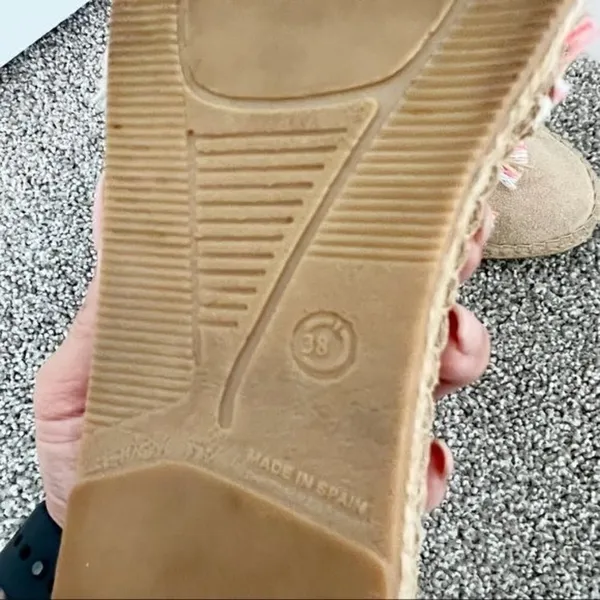 Espadrille Flats Size 38 Tan Suede Tassel Slip On Braided Boho Cottage Vacation‎ - Image 6