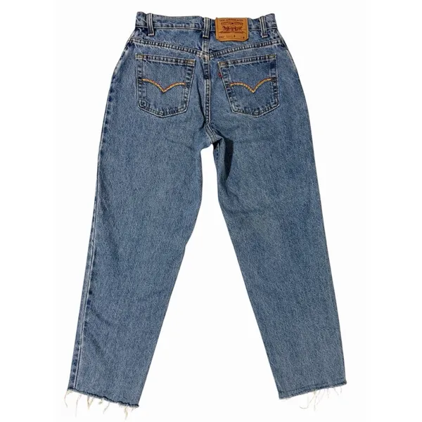 Levi's 551 Relaxed Fit Tapered Leg‎ Classic Blue Denim Jeans Women's Size 8 Med - Image 2