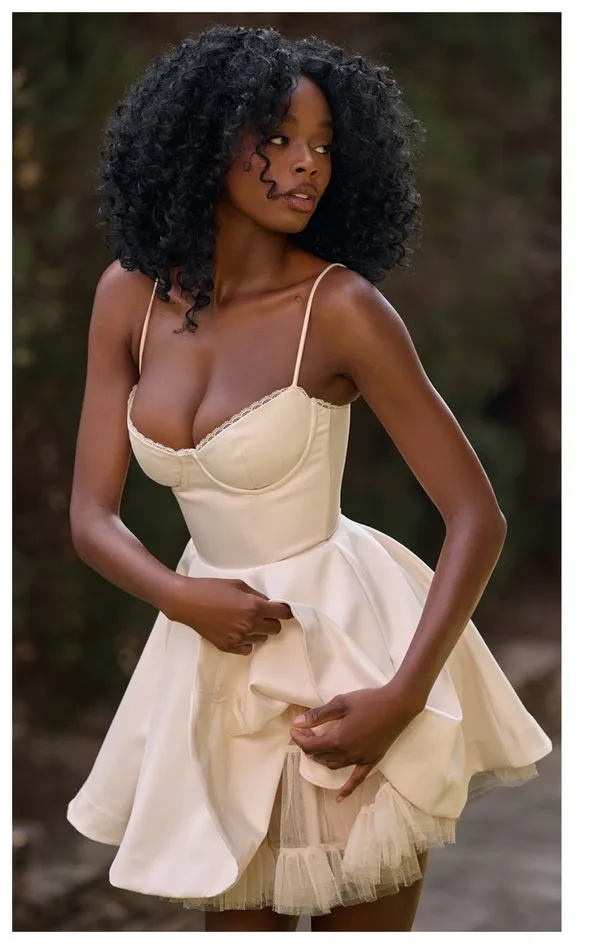 NEW HOUSE OF CB Minimoiselle Bustier Stretch Satin Minidress Size Medium - Image 16