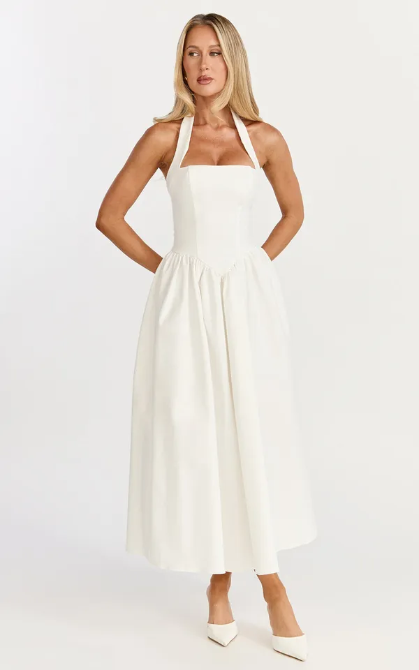 New Showpo Helda Midi Dress Halter Tie Neck Corset Panel Dress Size XS MSRP $139 - Image 5