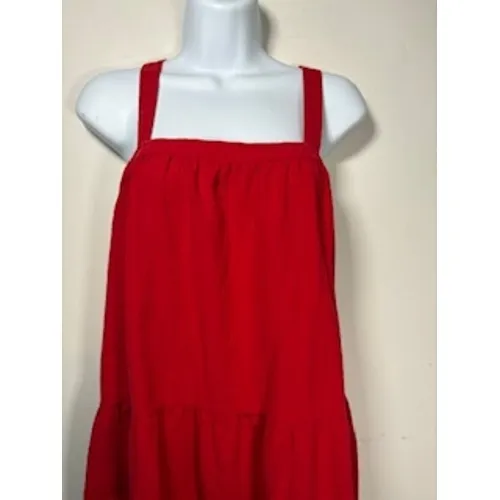 Universal Thread Midi Dress M Red‎ Tiered Cotton Crossback Sun Dress Cottagecore - Image 3