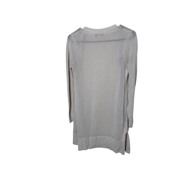 Loft Petites Oatmeal Beige Linen Blend‎ Open Front Mesh Longline Cardigan XXSP - Image 4
