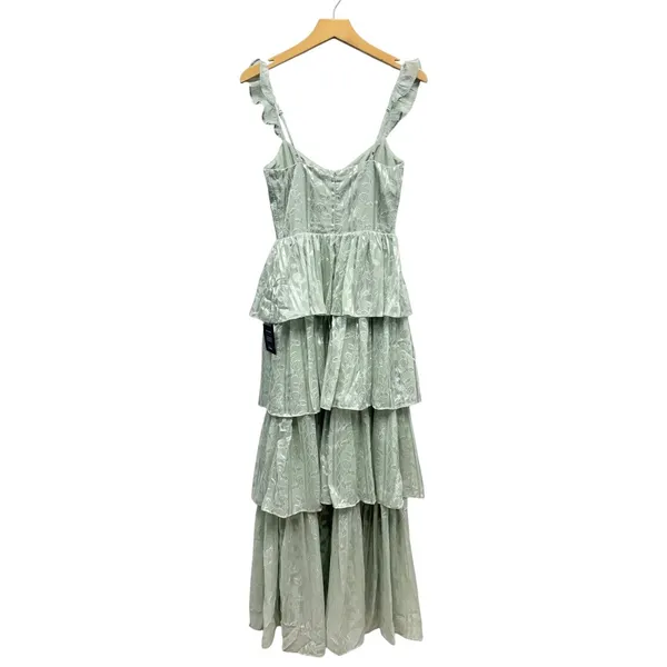 Lulus Stunning Glory Sage Green Floral Jacquard Tiered Maxi Dress size XS NWT - Image 4