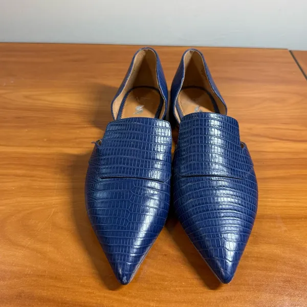 Franco Sarto Toby Medium Pointed Toe Loafers Animal Print Blue Navy d'Orsay | 7M - Image 2