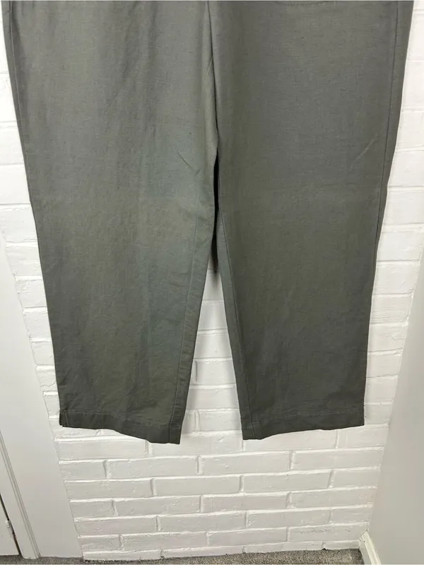 NWT L.L.Bean Green Classic Fit Linen Cotton Pants Size L - Image 7